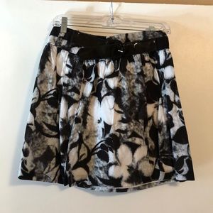 Black and white flare skirt with floral design